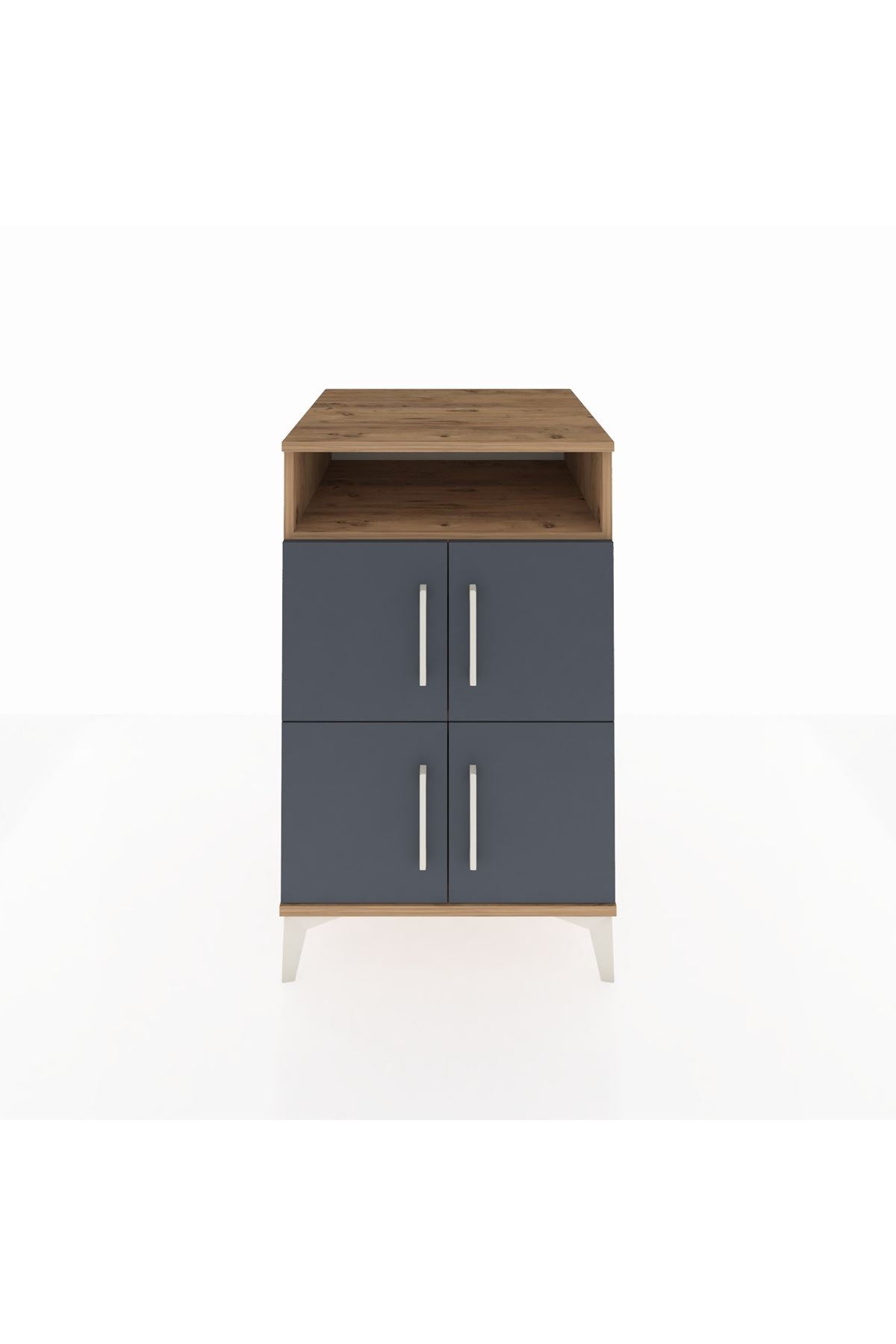 Kronos Komodin 2 Raflı 4 Kapaklı 60x59x96 Çam-Antrasit