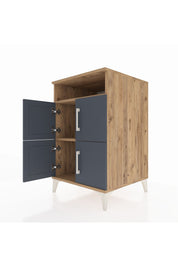 Kronos Komodin 2 Raflı 4 Kapaklı 60x59x96 Çam-Antrasit