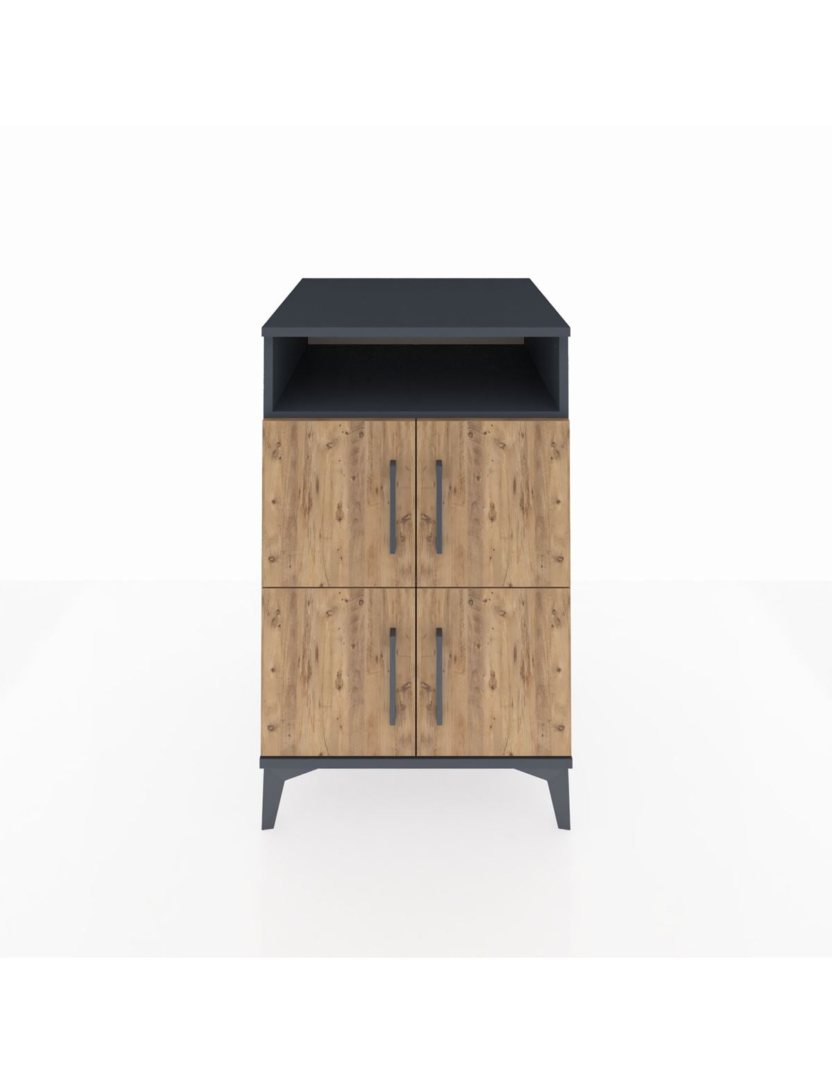 Kronos Komodin 2 Raflı 4 Kapaklı 60x59x96 Antrasit-Çam