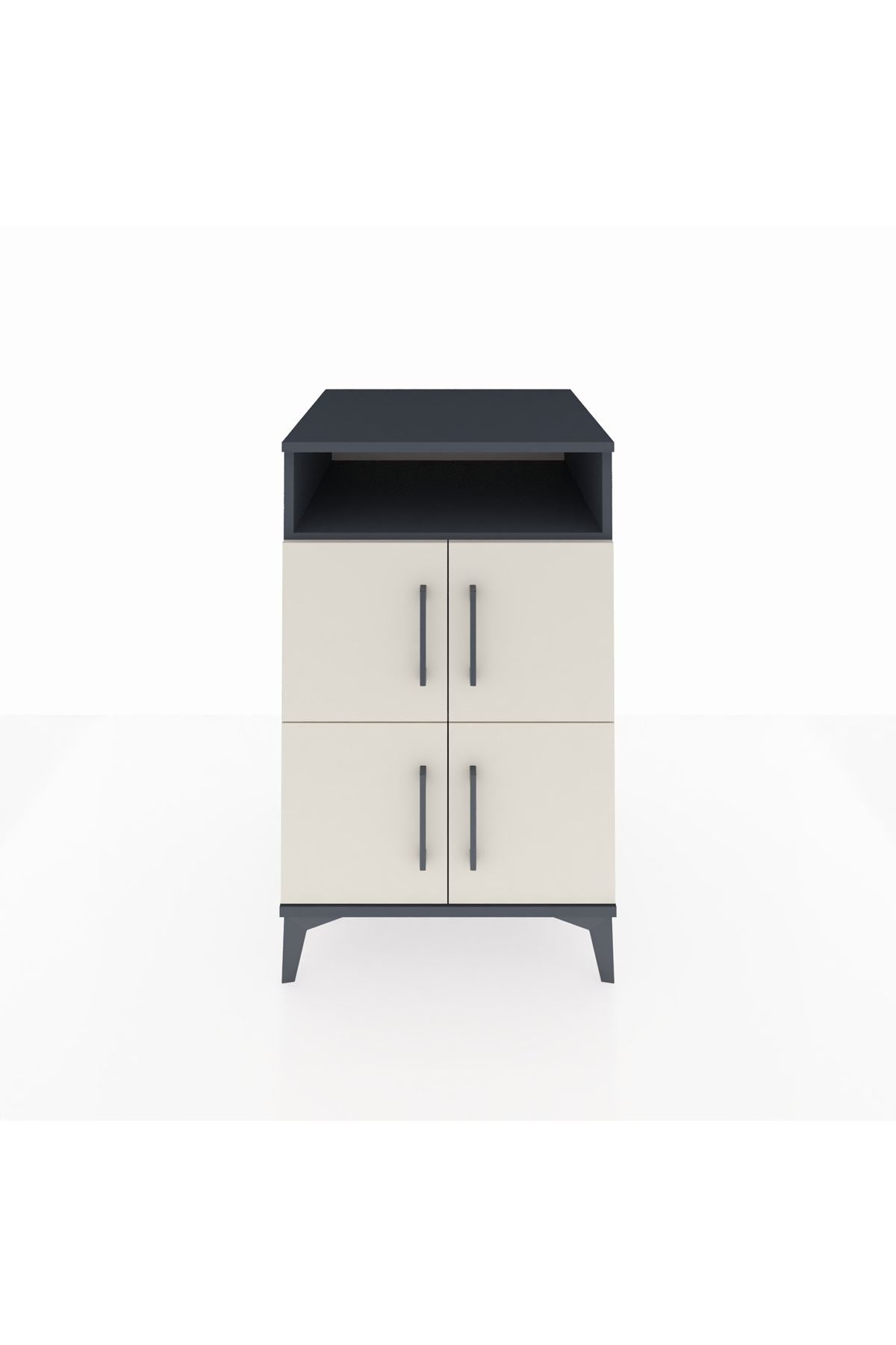 Kronos Komodin 2 Raflı 4 Kapaklı 60x59x96 Antrasit-Aytaşı