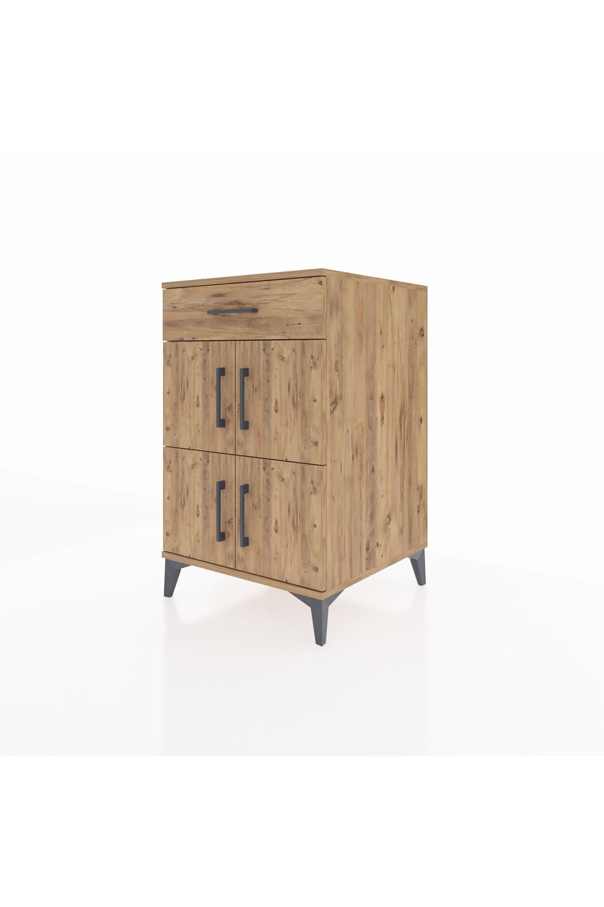 Kronos Komodin Tek Raflı Tek Çekmeceli 4 Kapaklı 60x59x96 Çam-Çam