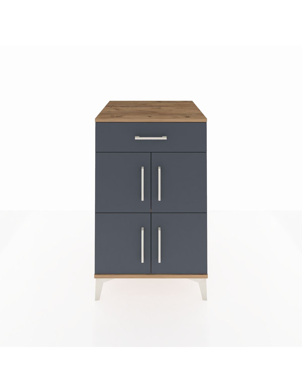 Kronos Komodin Tek Raflı Tek Çekmeceli 4 Kapaklı 60x59x96 Çam-Antrasit