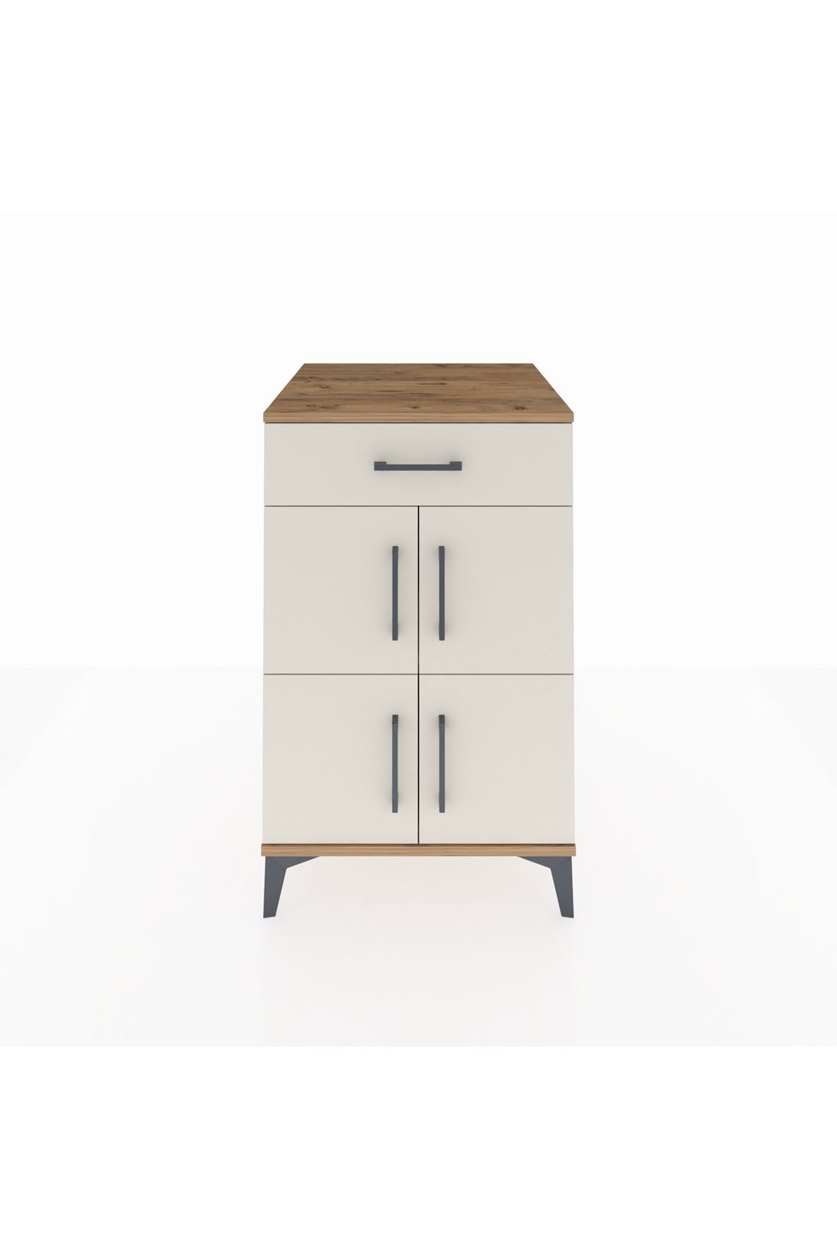 Kronos Komodin Tek Raflı Tek Çekmeceli 4 Kapaklı 60x59x96 Çam-Aytaşı