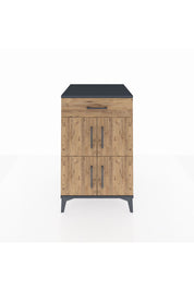 Kronos Komodin Tek Raflı Tek Çekmeceli 4 Kapaklı 60x59x96 Antrasit-Çam