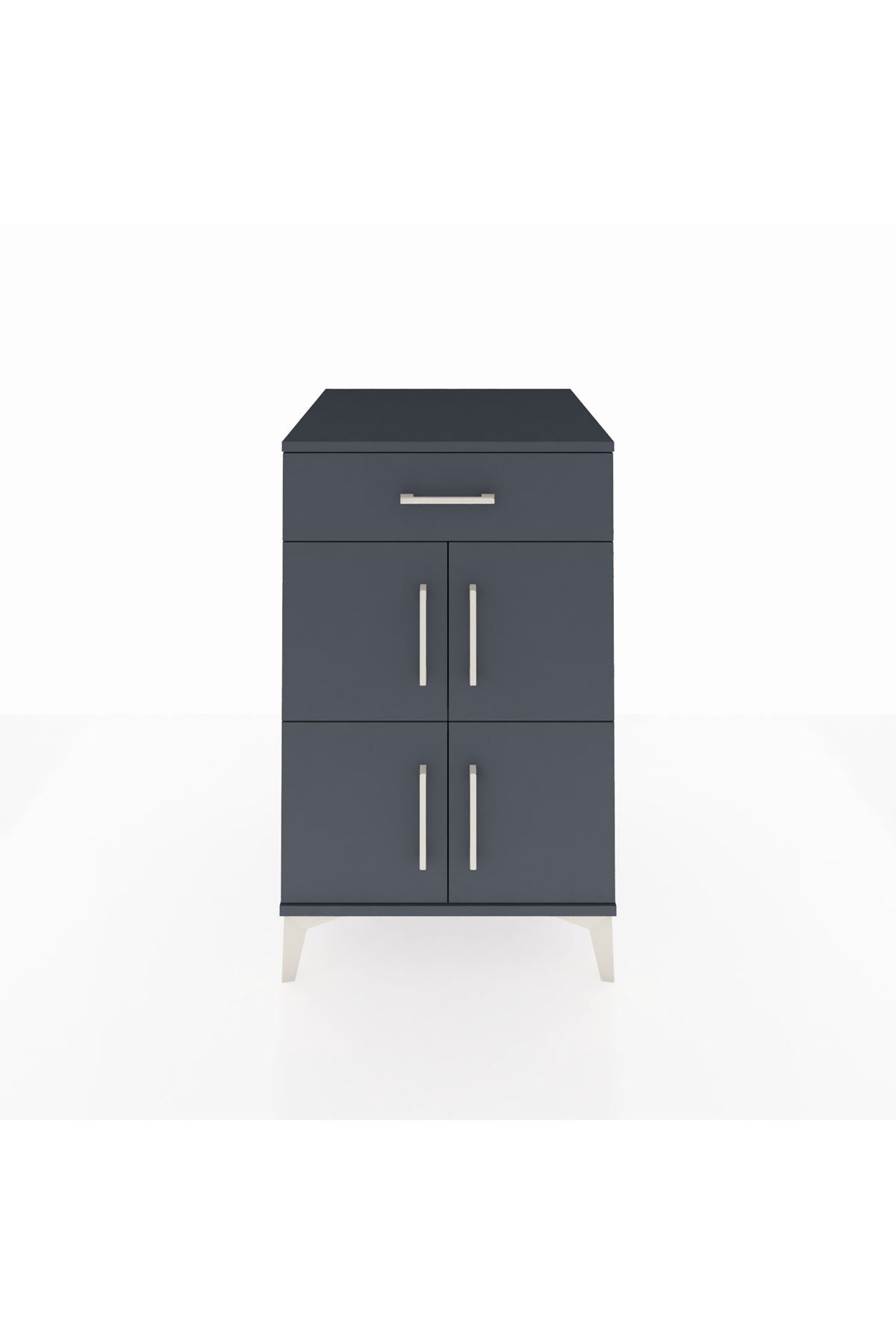 Kronos Komodin Tek Raflı Tek Çekmeceli 4 Kapaklı 60x59x96 Antrasit-Antrasit