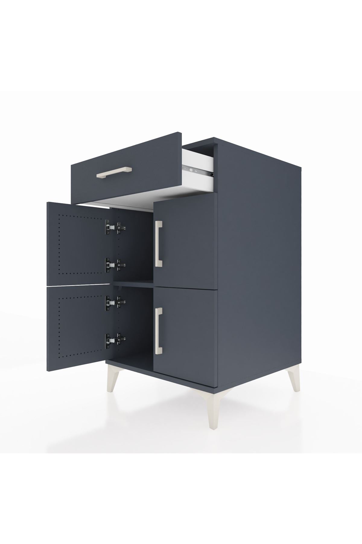 Kronos Komodin Tek Raflı Tek Çekmeceli 4 Kapaklı 60x59x96 Antrasit-Antrasit