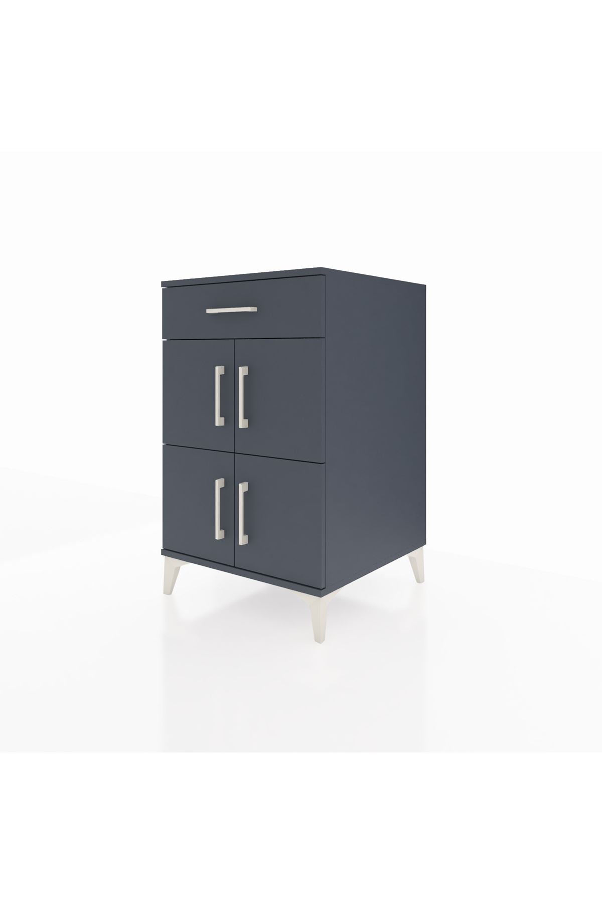 Kronos Komodin Tek Raflı Tek Çekmeceli 4 Kapaklı 60x59x96 Antrasit-Antrasit