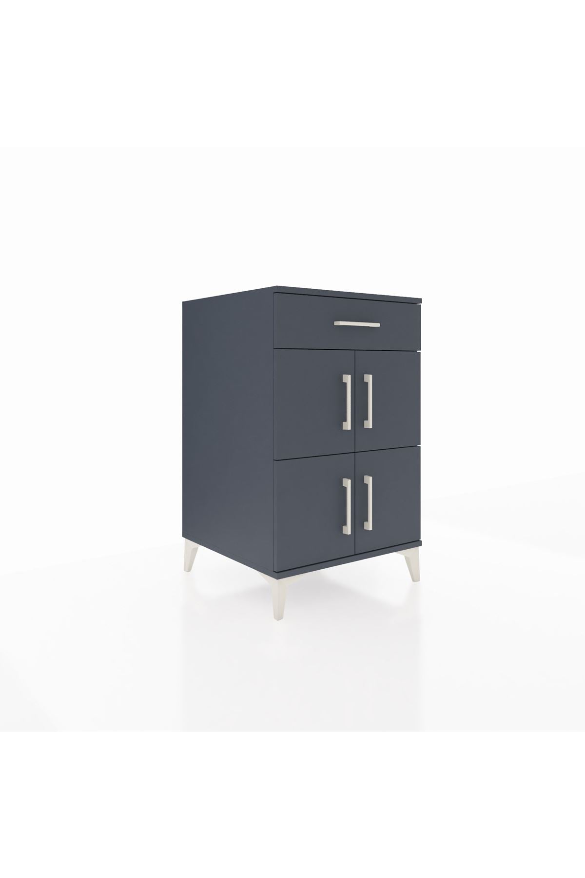 Kronos Komodin Tek Raflı Tek Çekmeceli 4 Kapaklı 60x59x96 Antrasit-Antrasit