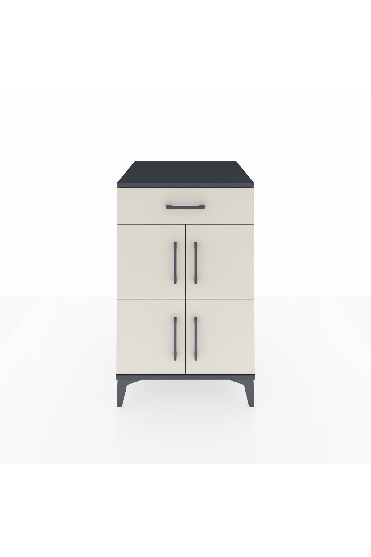 Kronos Komodin Tek Raflı Tek Çekmeceli 4 Kapaklı 60x59x96 Antrasit-Aytaşı