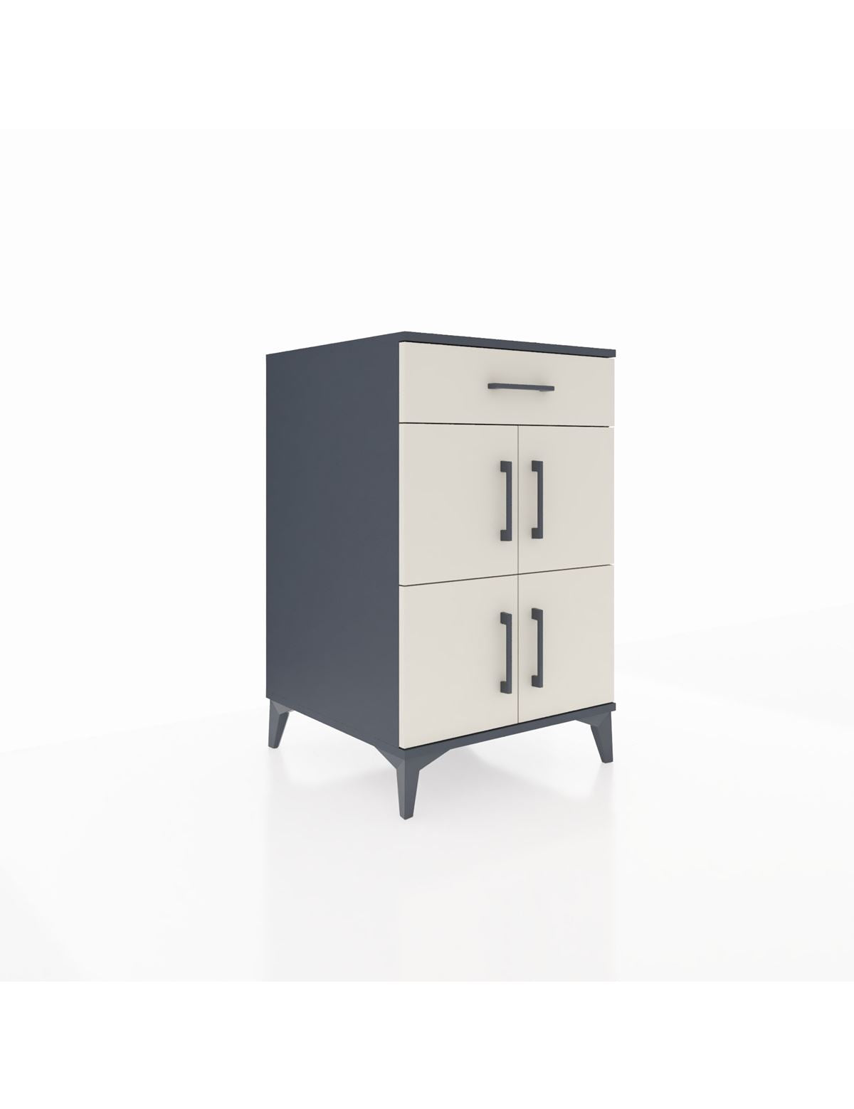 Kronos Komodin Tek Raflı Tek Çekmeceli 4 Kapaklı 60x59x96 Antrasit-Aytaşı