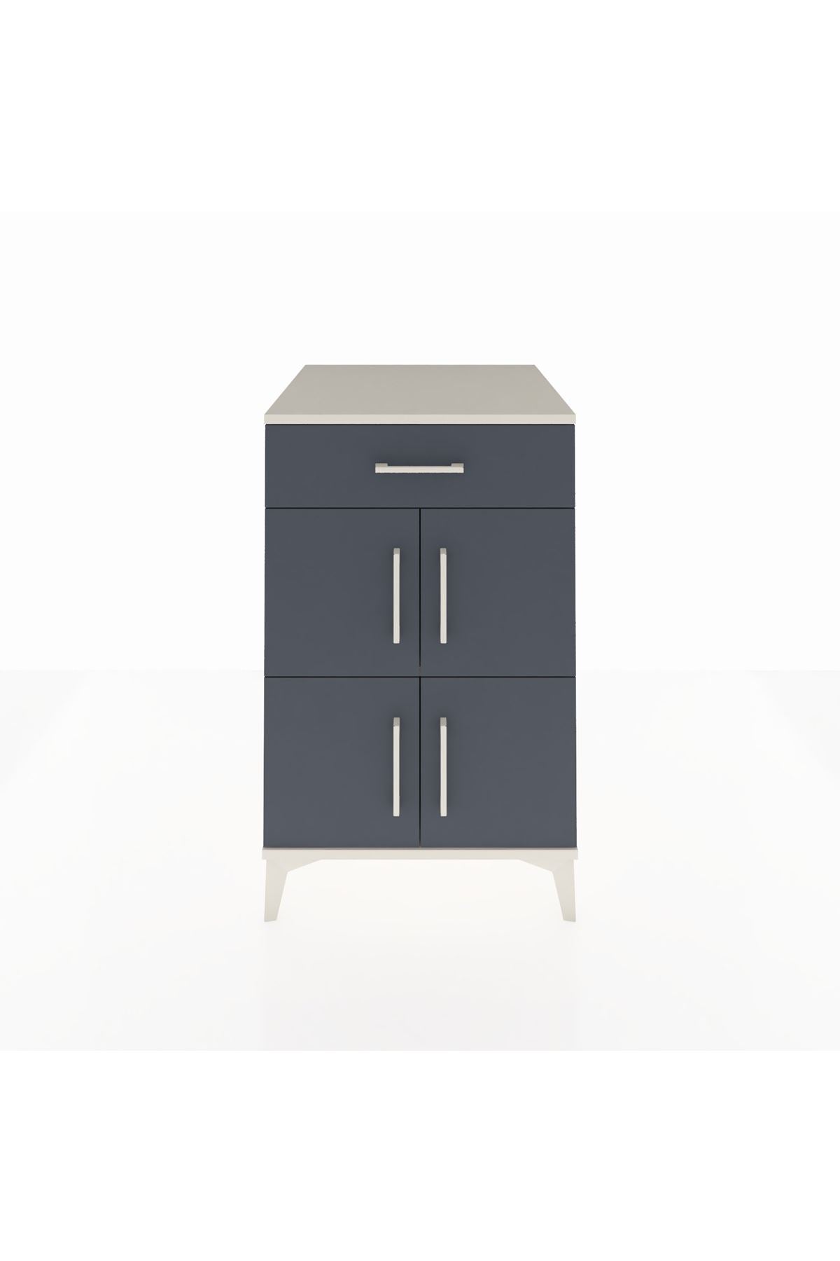 Kronos Komodin Tek Raflı Tek Çekmeceli 4 Kapaklı 60x59x96 Aytaşı-Antrasit