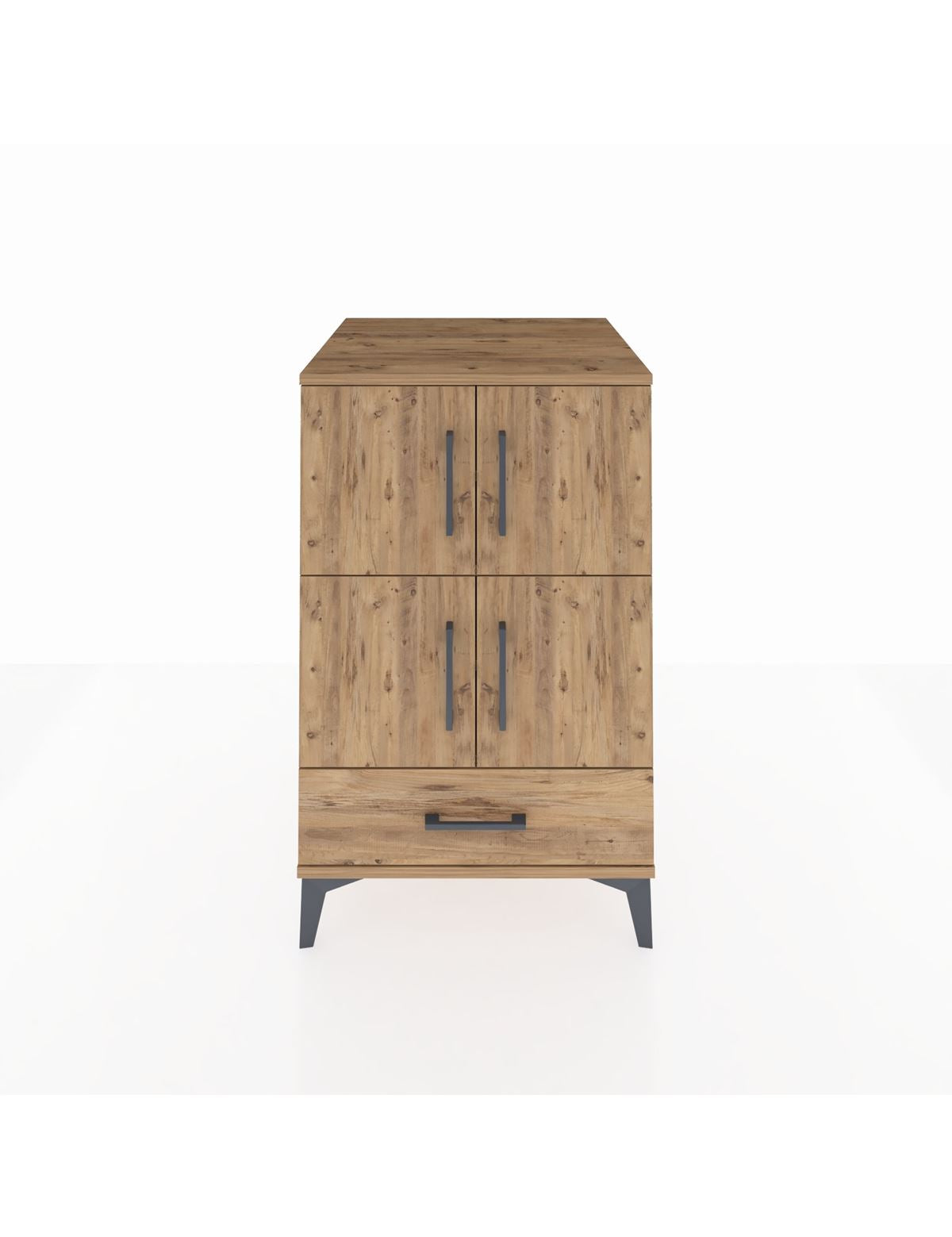 Kronos Komodin 4 Raflı Tek Çekmeceli 4 Kapaklı 60x59x96 Çam-Çam