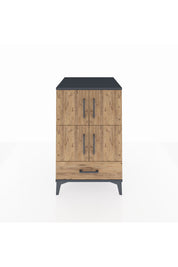 Kronos Komodin 4 Raflı Tek Çekmeceli 4 Kapaklı 60x59x96 Antrasit-Çam