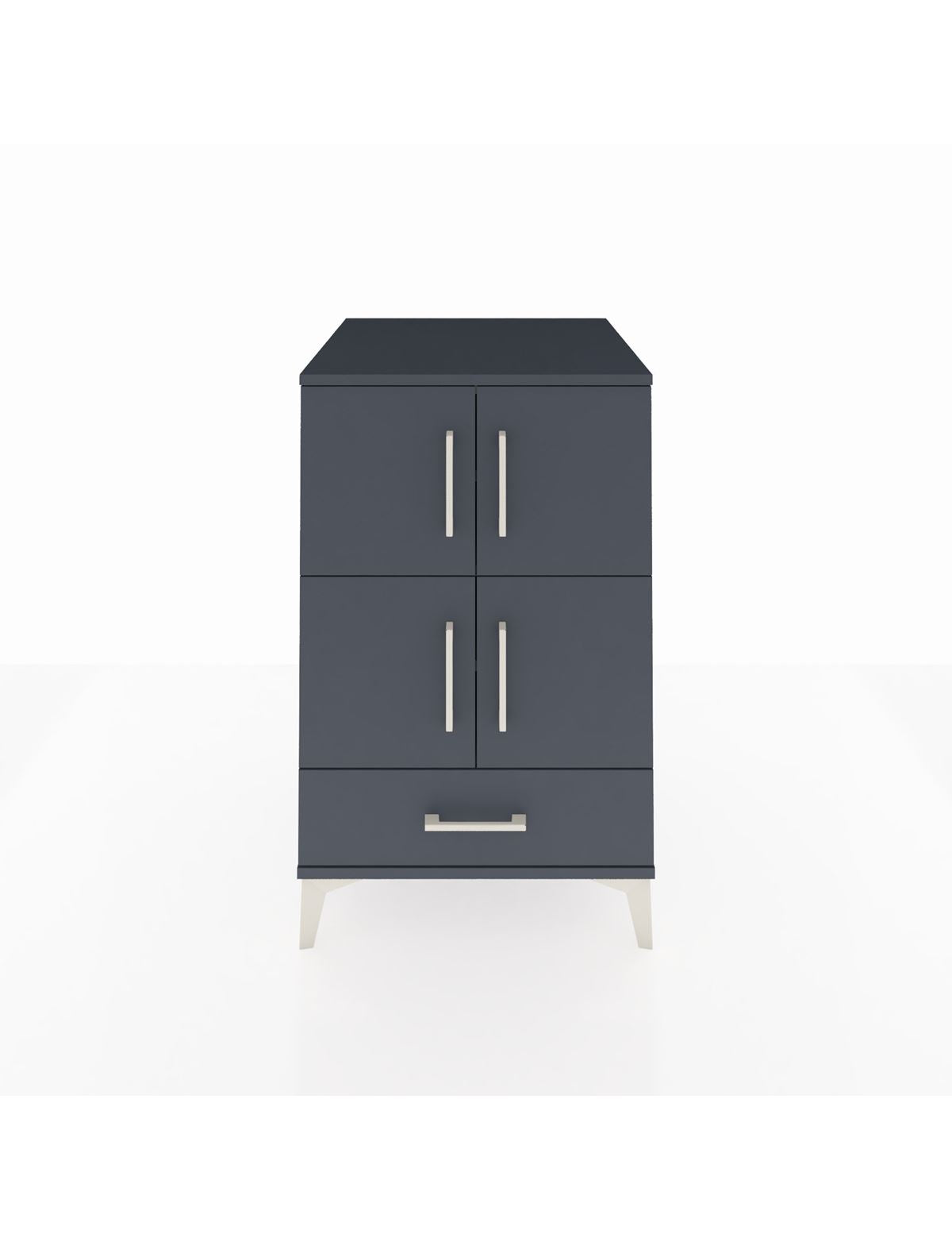 Kronos Komodin 4 Raflı Tek Çekmeceli 4 Kapaklı 60x59x96 Antrasit-Antrasit