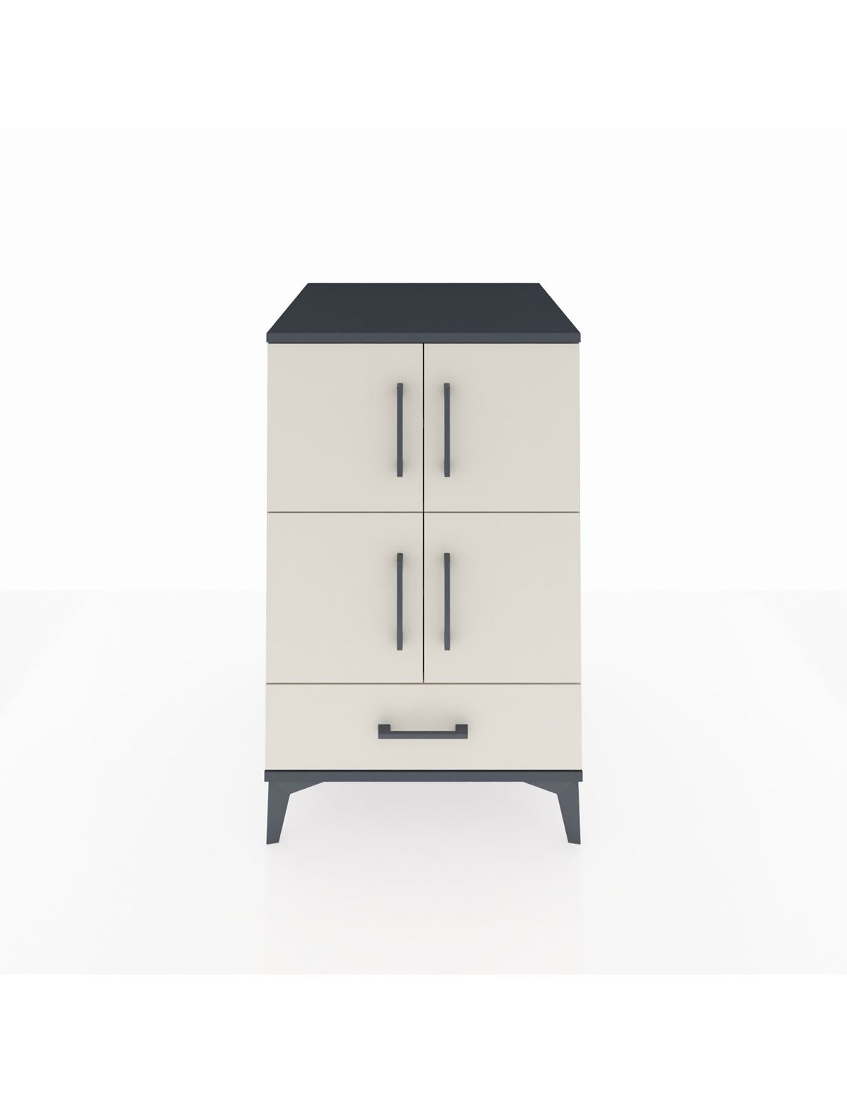 Kronos Komodin 4 Raflı Tek Çekmeceli 4 Kapaklı 60x59x96 Antrasit-Aytaşı