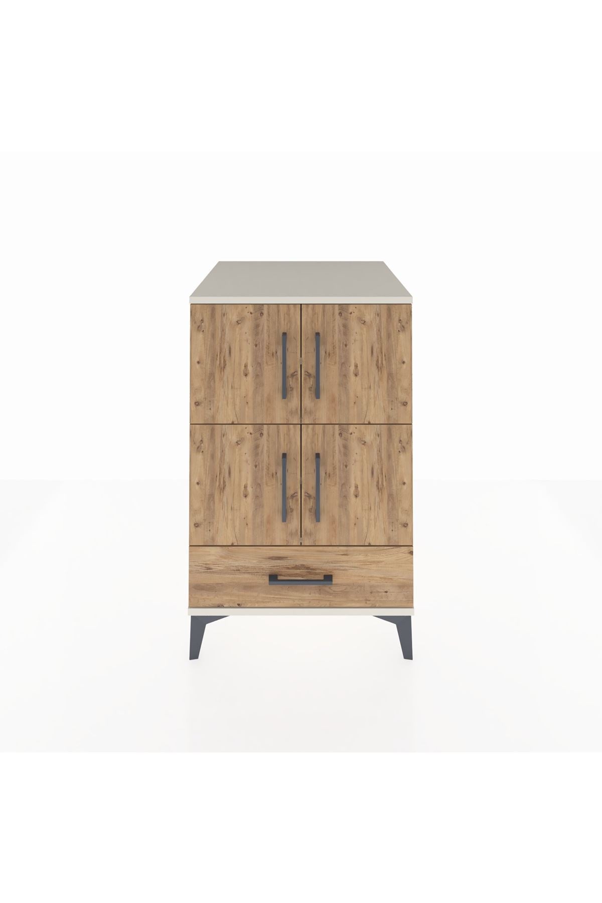 Kronos Komodin 4 Raflı Tek Çekmeceli 4 Kapaklı 60x59x96 Aytaşı-Çam