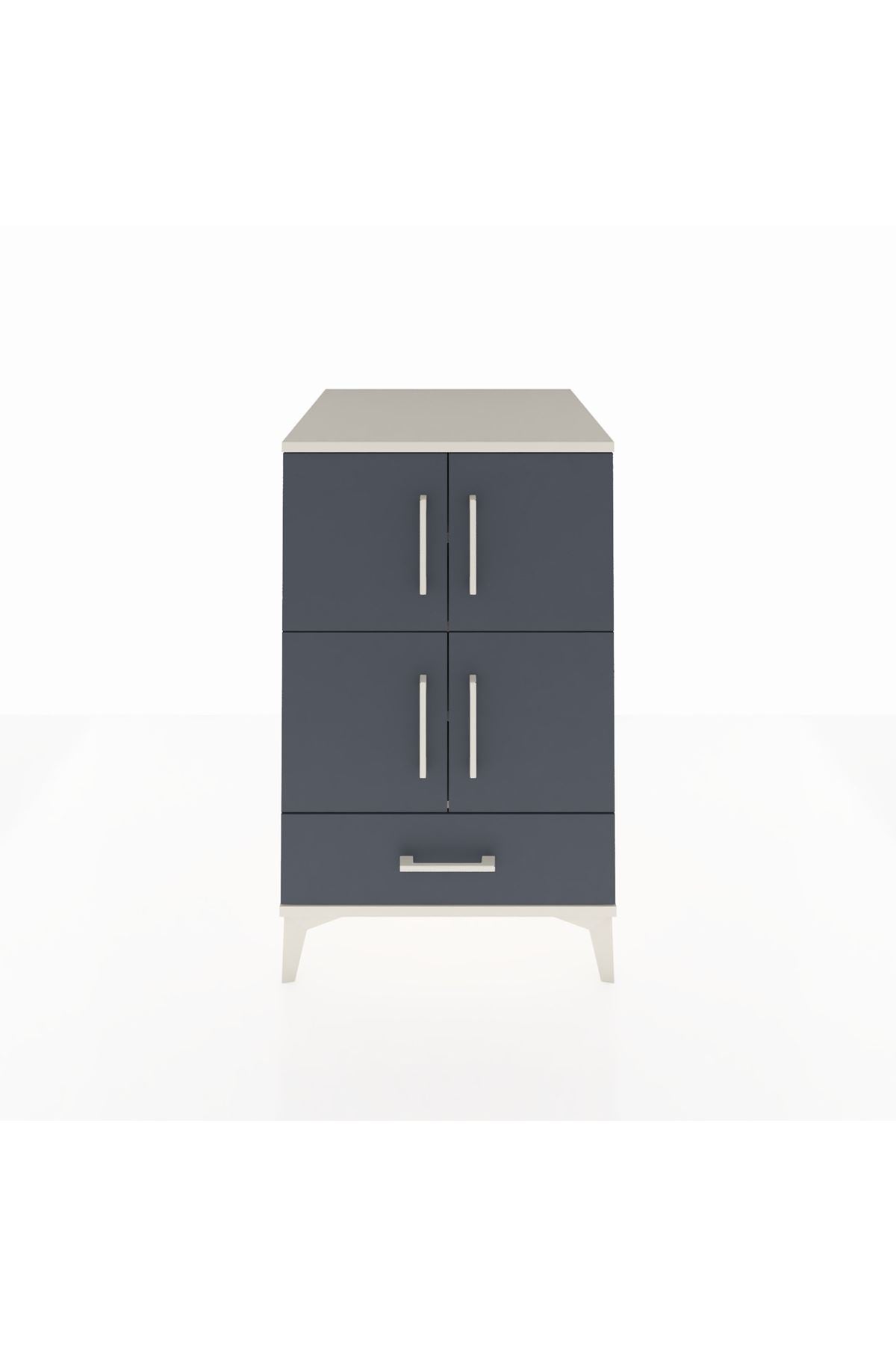 Kronos Komodin 4 Raflı Tek Çekmeceli 4 Kapaklı 60x59x96 Aytaşı-Antrasit