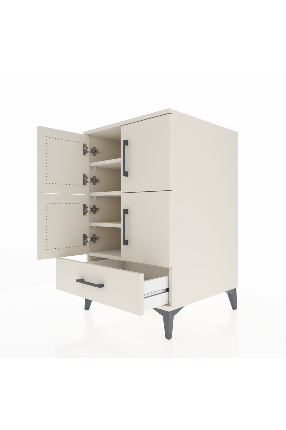 Kronos Komodin 4 Raflı Tek Çekmeceli 4 Kapaklı 60x59x96 Aytaşı-Aytaşı