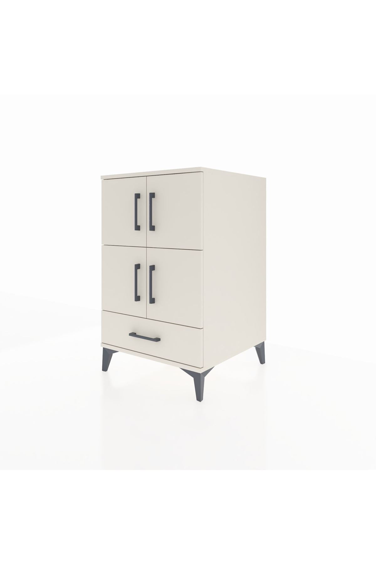 Kronos Komodin 4 Raflı Tek Çekmeceli 4 Kapaklı 60x59x96 Aytaşı-Aytaşı