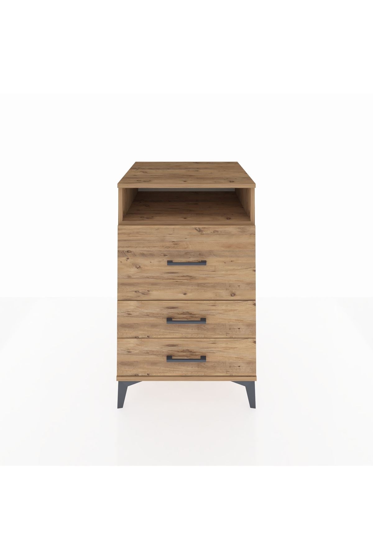 Kronos Komodin Tek Raflı 3 Çekmeceli 60x59x96 Çam-Çam