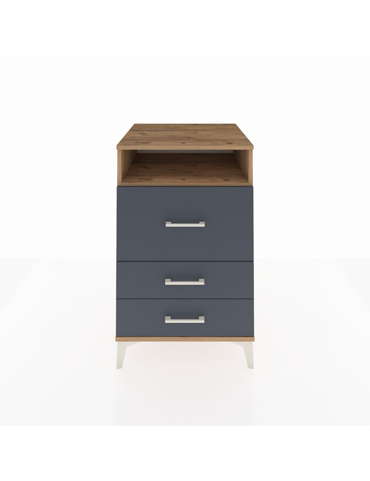 Kronos Komodin Tek Raflı 3 Çekmeceli 60x59x96 Çam-Antrasit