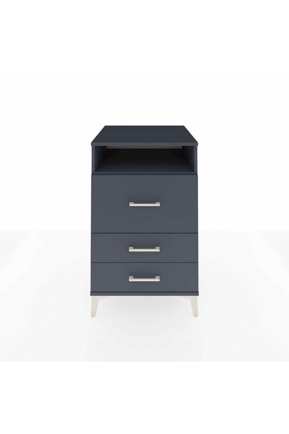 Kronos Komodin Tek Raflı 3 Çekmeceli 60x59x96 Antrasit-Antrasit