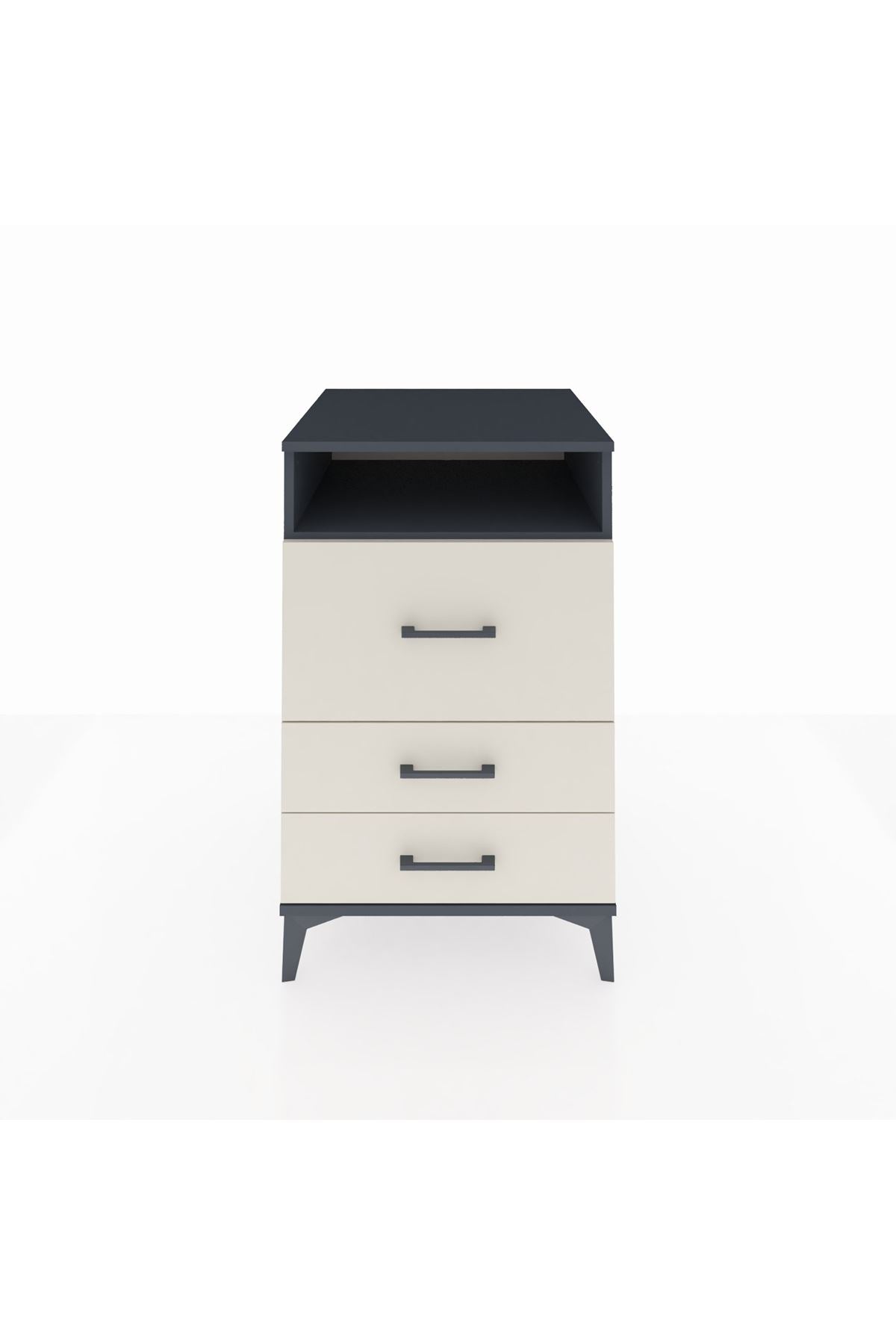 Kronos Komodin Tek Raflı 3 Çekmeceli 60x59x96 Antrasit-Aytaşı