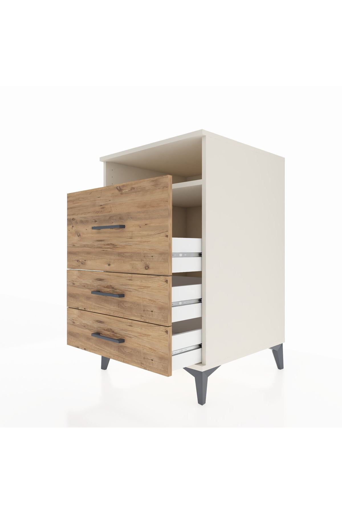 Kronos Komodin Tek Raflı 3 Çekmeceli 60x59x96 Aytaşı-Çam