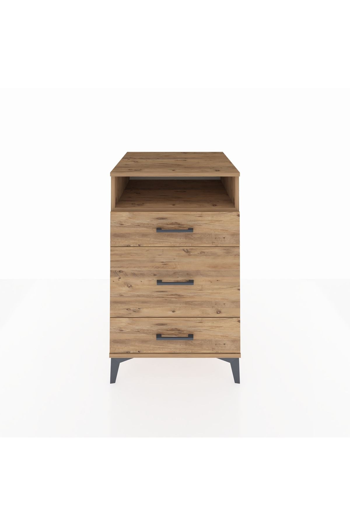 Kronos Komodin Tek Raflı 3 Çekmeceli 60x59x96 Çam-Çam
