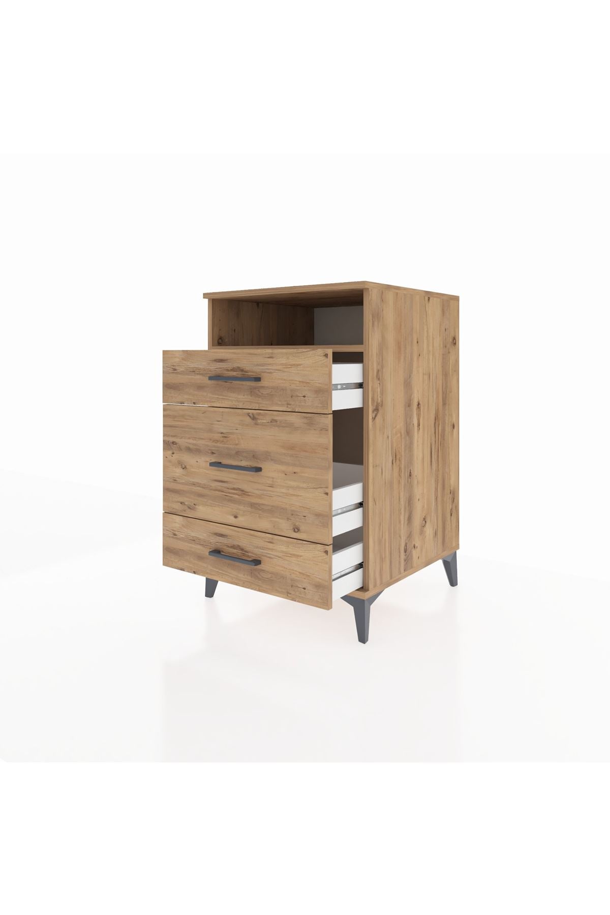 Kronos Komodin Tek Raflı 3 Çekmeceli 60x59x96 Çam-Çam