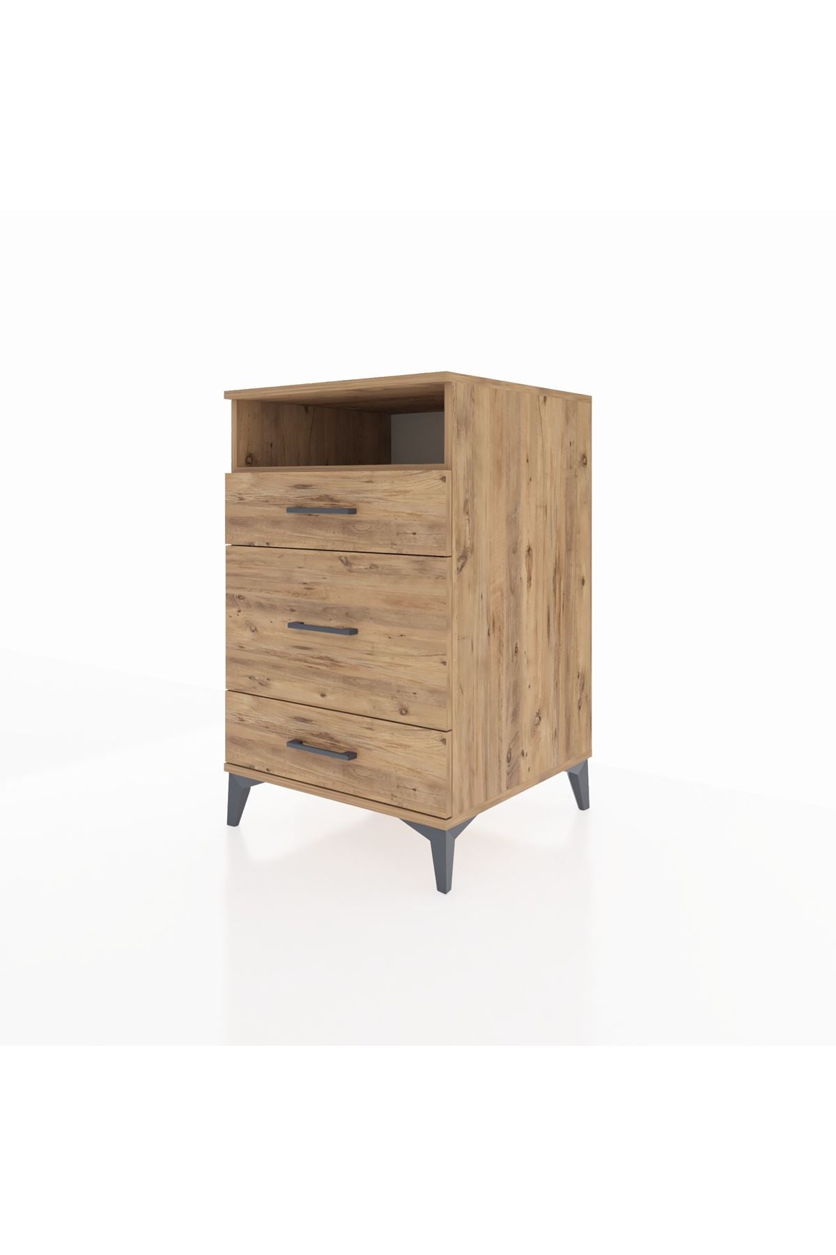 Kronos Komodin Tek Raflı 3 Çekmeceli 60x59x96 Çam-Çam