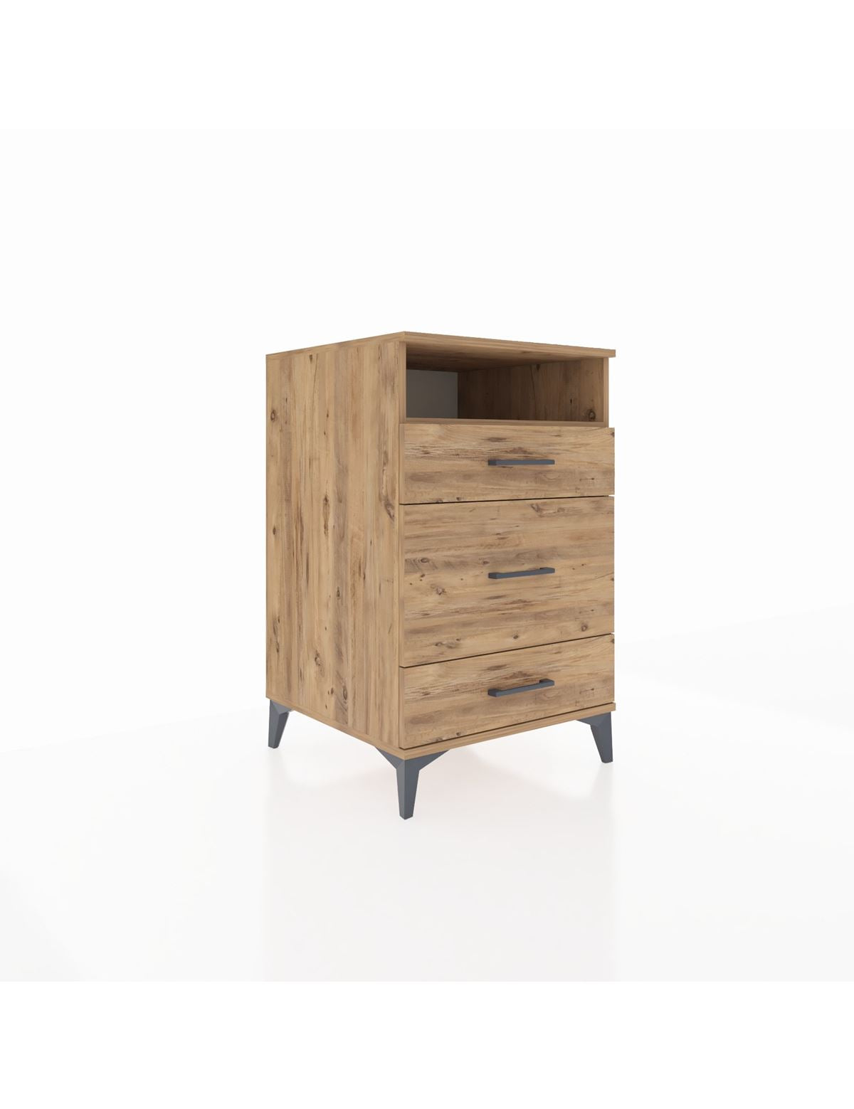 Kronos Komodin Tek Raflı 3 Çekmeceli 60x59x96 Çam-Çam
