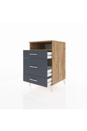 Kronos Komodin Tek Raflı 3 Çekmeceli 60x59x96 Çam-Antrasit