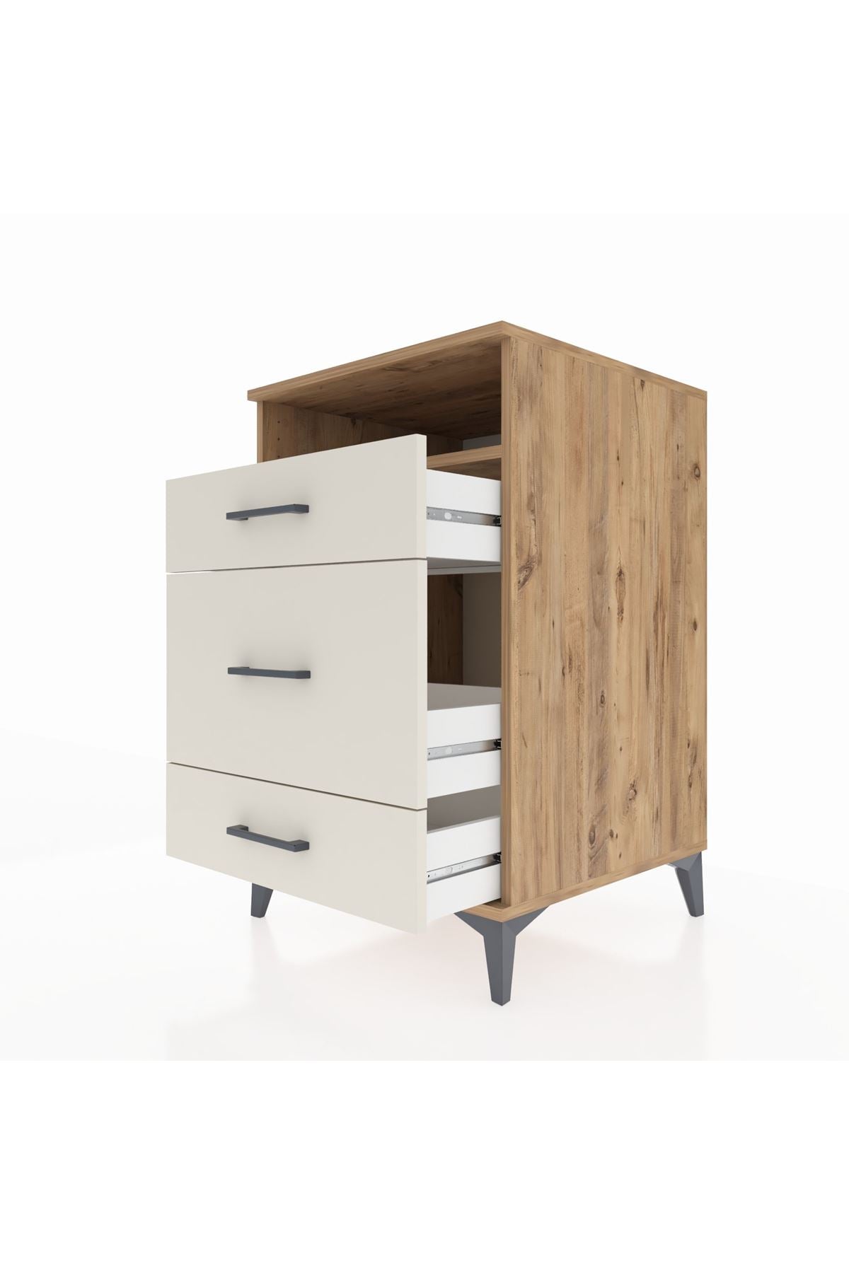 Kronos Komodin Tek Raflı 3 Çekmeceli 60x59x96 Çam-Aytaşı