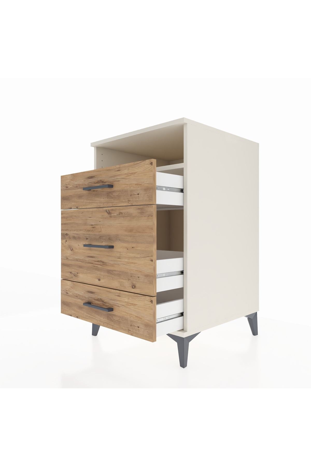 Kronos Komodin Tek Raflı 3 Çekmeceli 60x59x96 Aytaşı-Çam