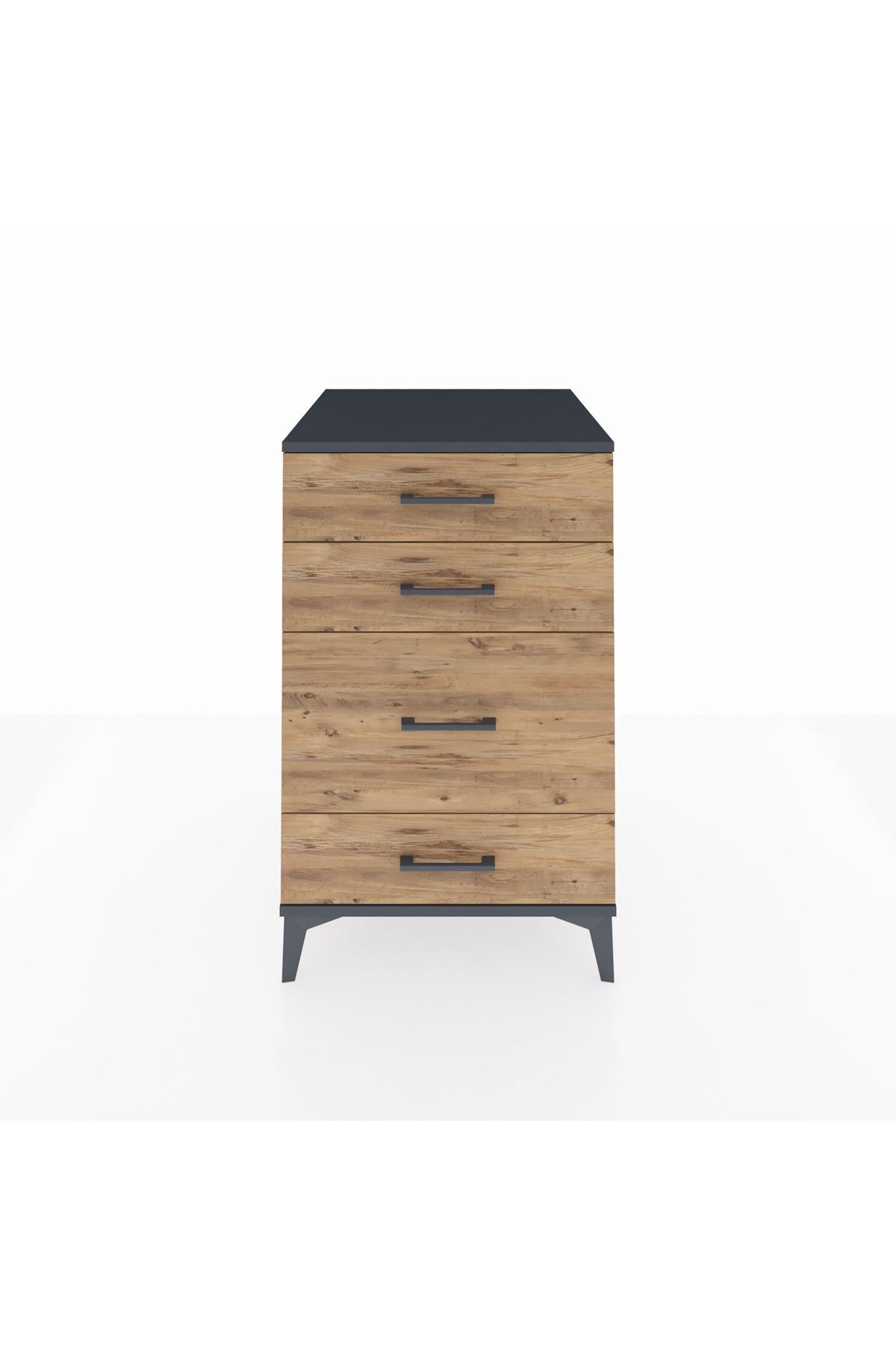 Kronos Komodin 4 Çekmeceli 60x59x96 Antrasit-Çam