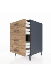Kronos Komodin 4 Çekmeceli 60x59x96 Antrasit-Çam