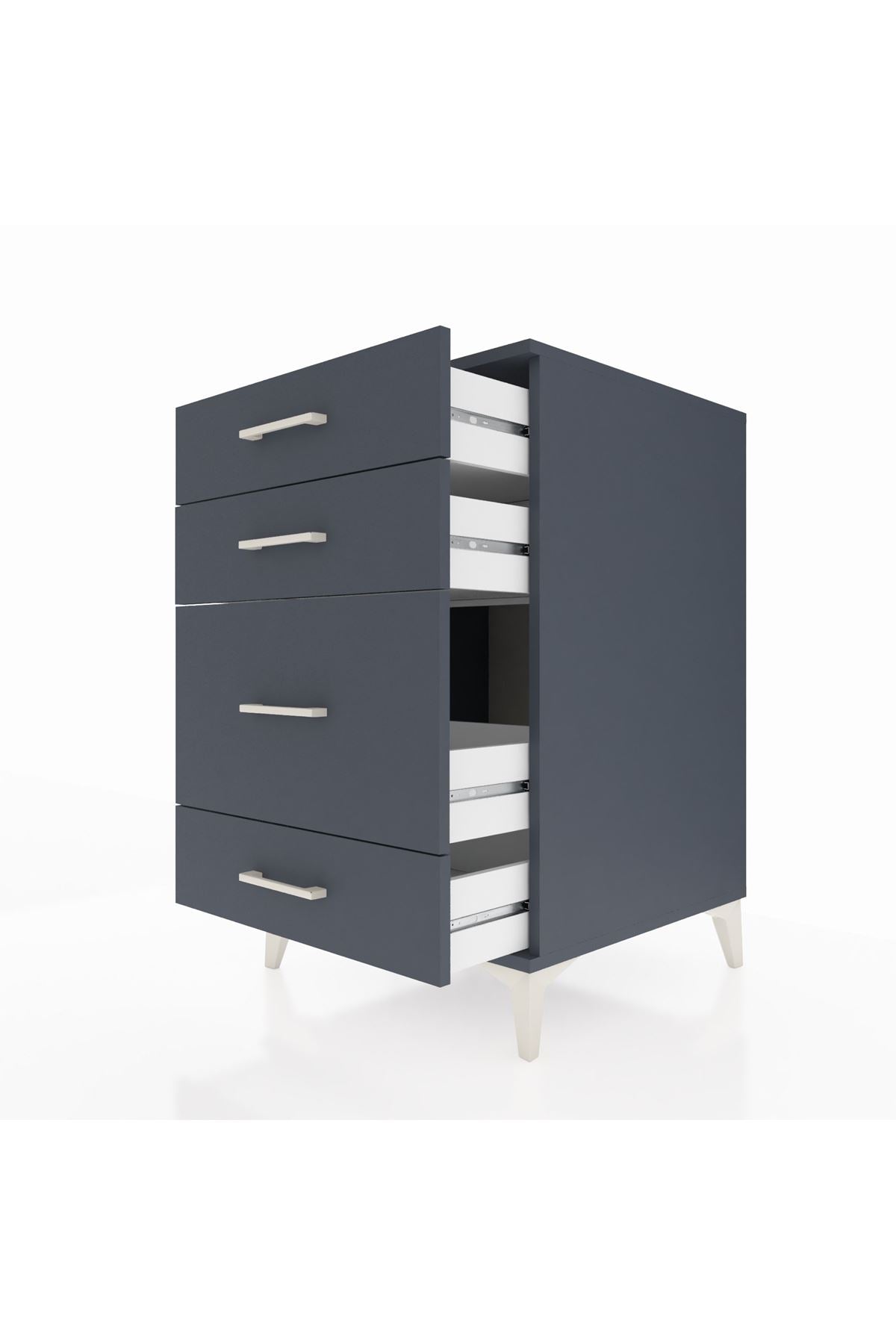 Kronos Komodin 4 Çekmeceli 60x59x96 Antrasit-Antrasit