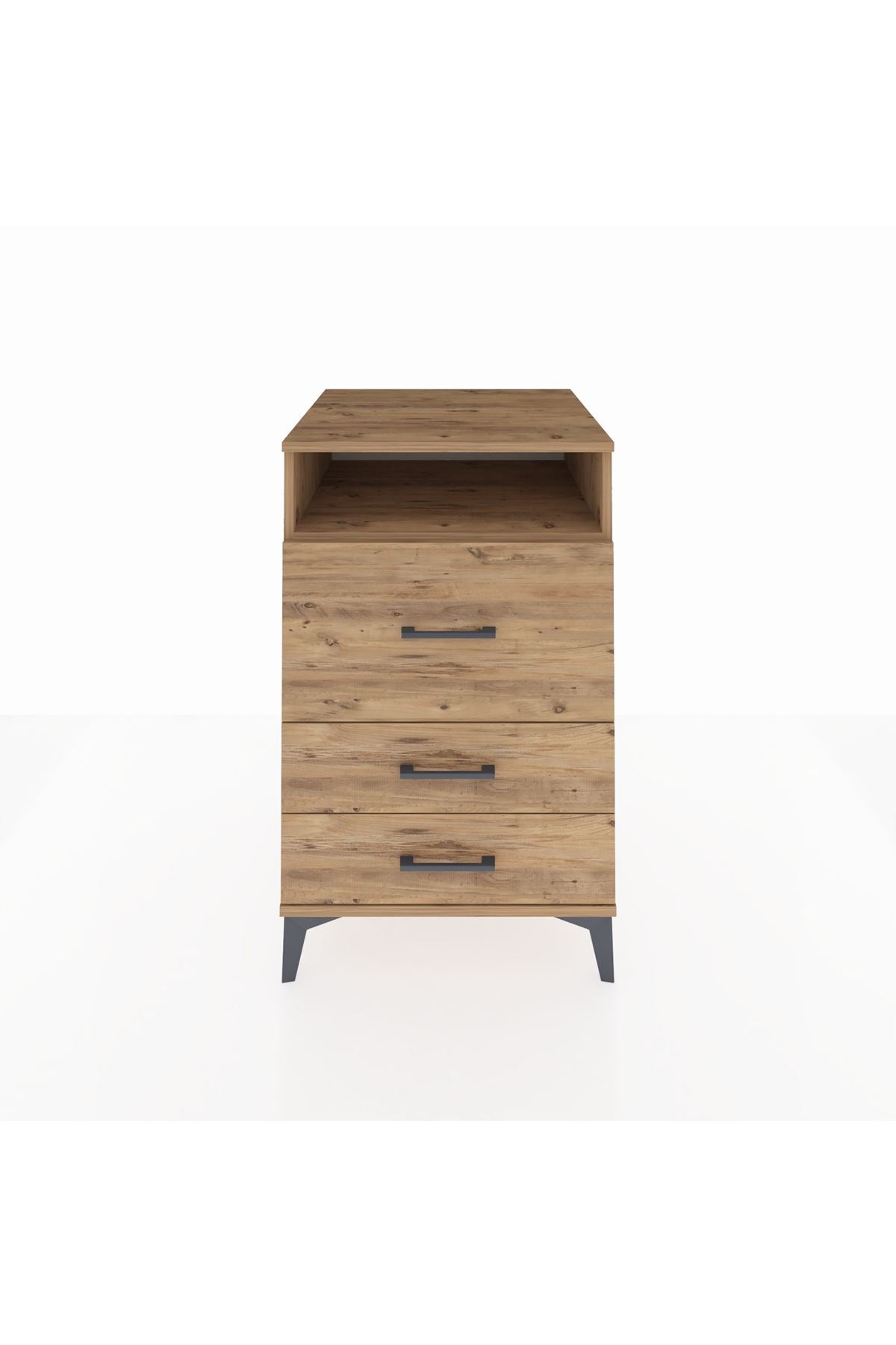 Kronos Komodin Tek Raflı 3 Çekmeceli 60x59x96 Çam-Çam
