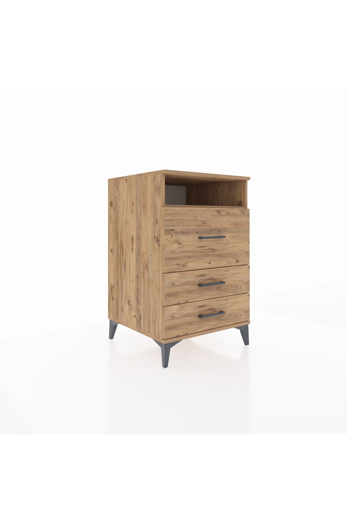 Kronos Komodin Tek Raflı 3 Çekmeceli 60x59x96 Çam-Çam