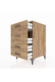 Kronos Komodin 4 Çekmeceli 60x59x96 Çam-Çam