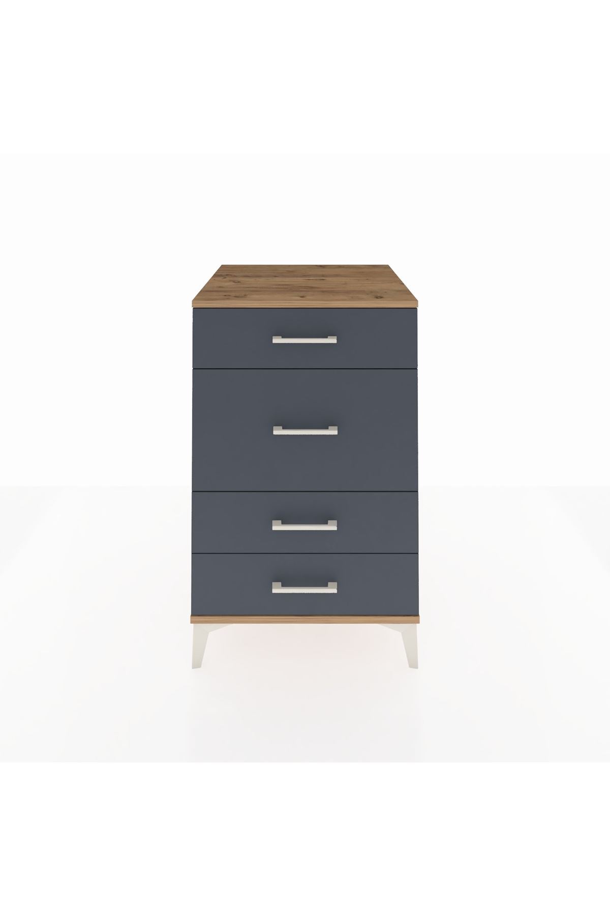 Kronos Komodin 4 Çekmeceli 60x59x96 Çam-Antrasit