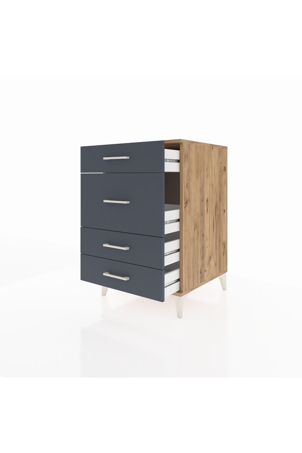 Kronos Komodin 4 Çekmeceli 60x59x96 Çam-Antrasit