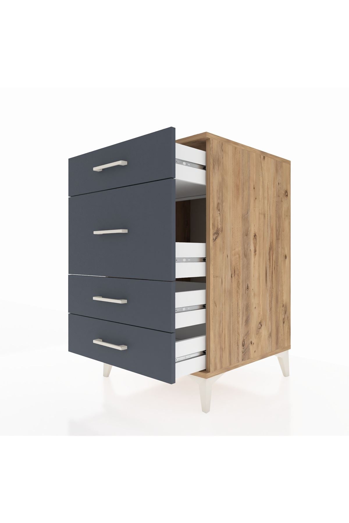 Kronos Komodin 4 Çekmeceli 60x59x96 Çam-Antrasit