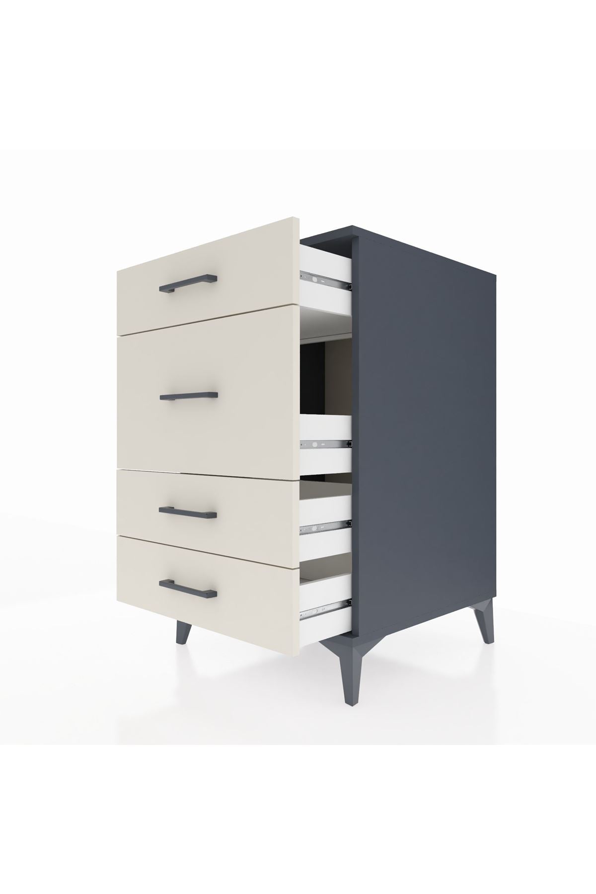 Kronos Komodin 4 Çekmeceli 60x59x96 Antrasit-Aytaşı