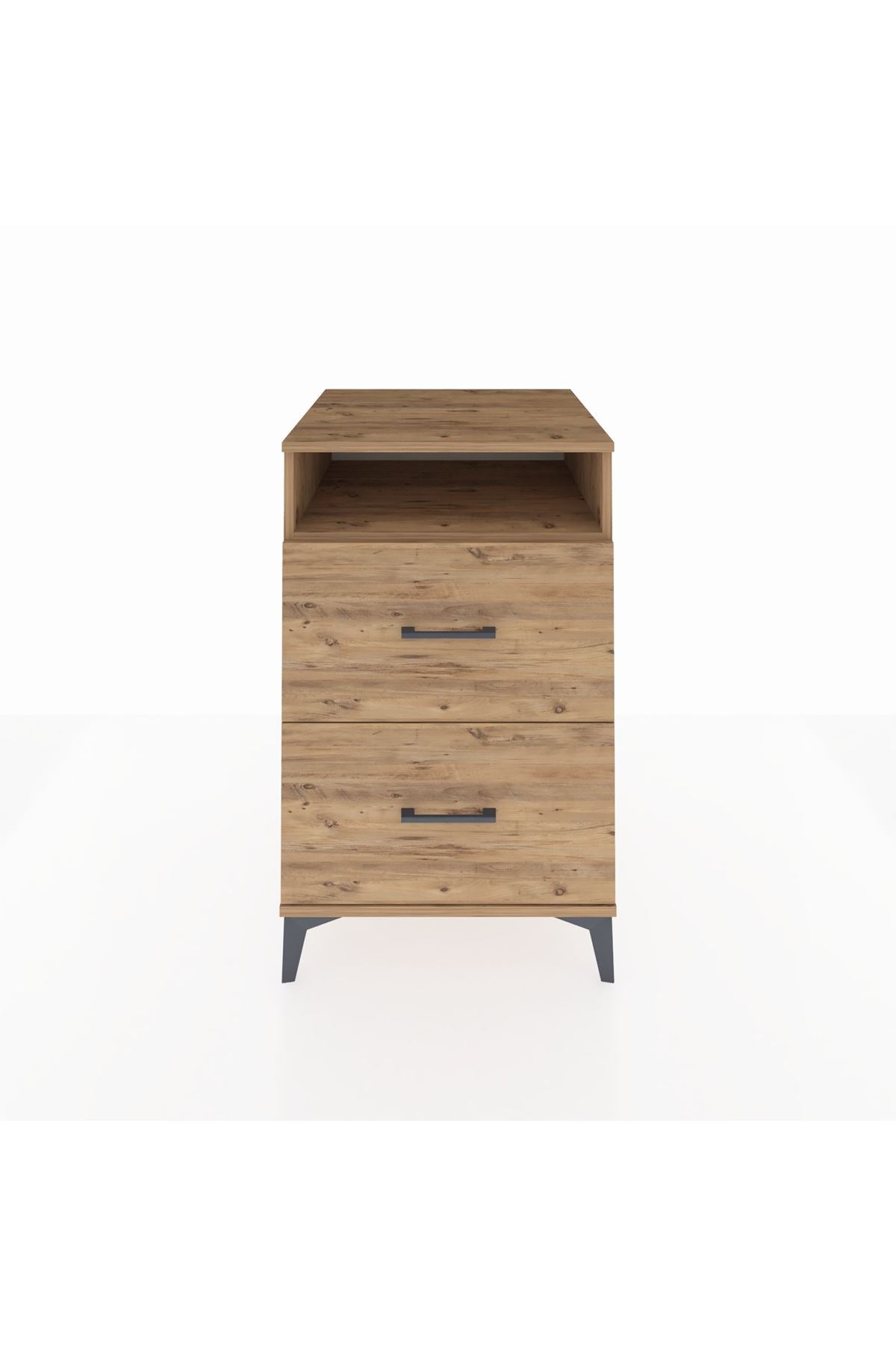 Kronos Komodin Tek Raflı 2 Çekmeceli 60x59x96 Çam-Çam
