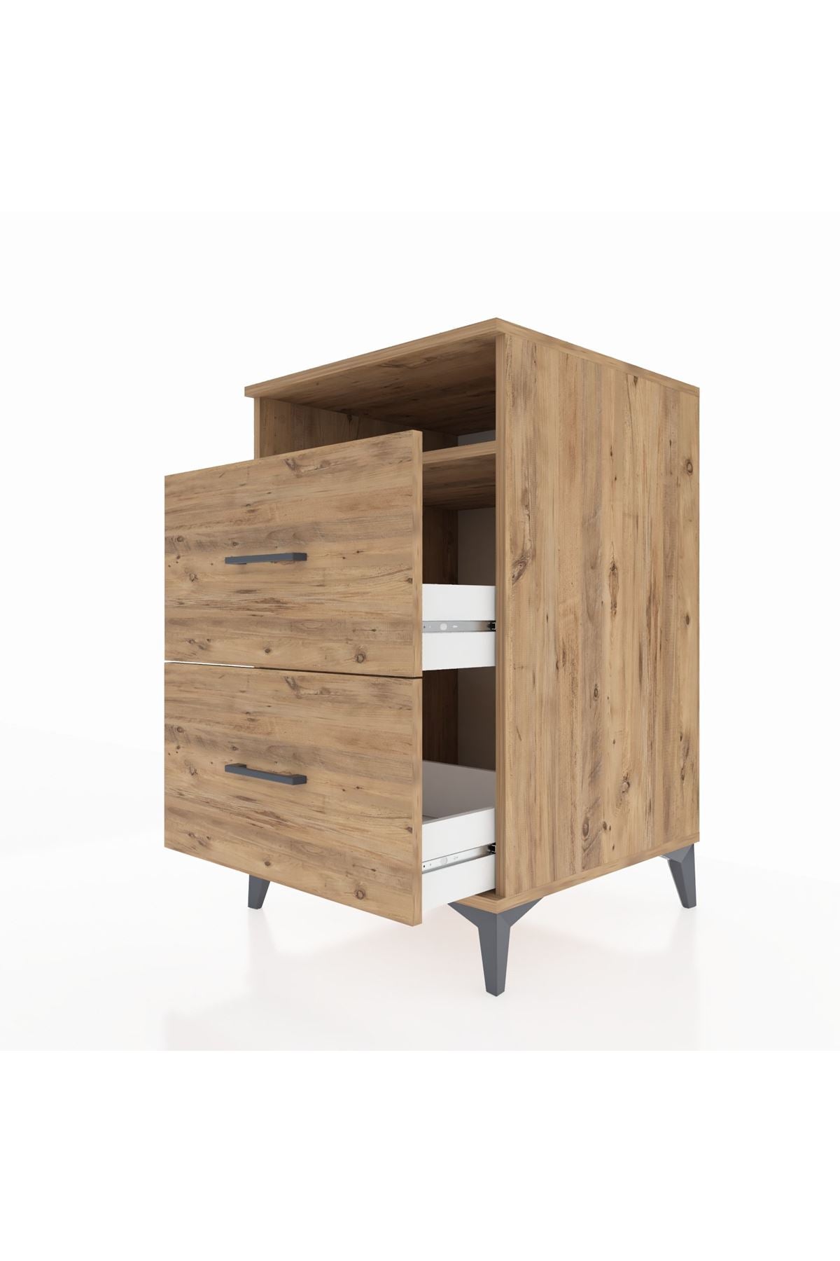 Kronos Komodin Tek Raflı 2 Çekmeceli 60x59x96 Çam-Çam