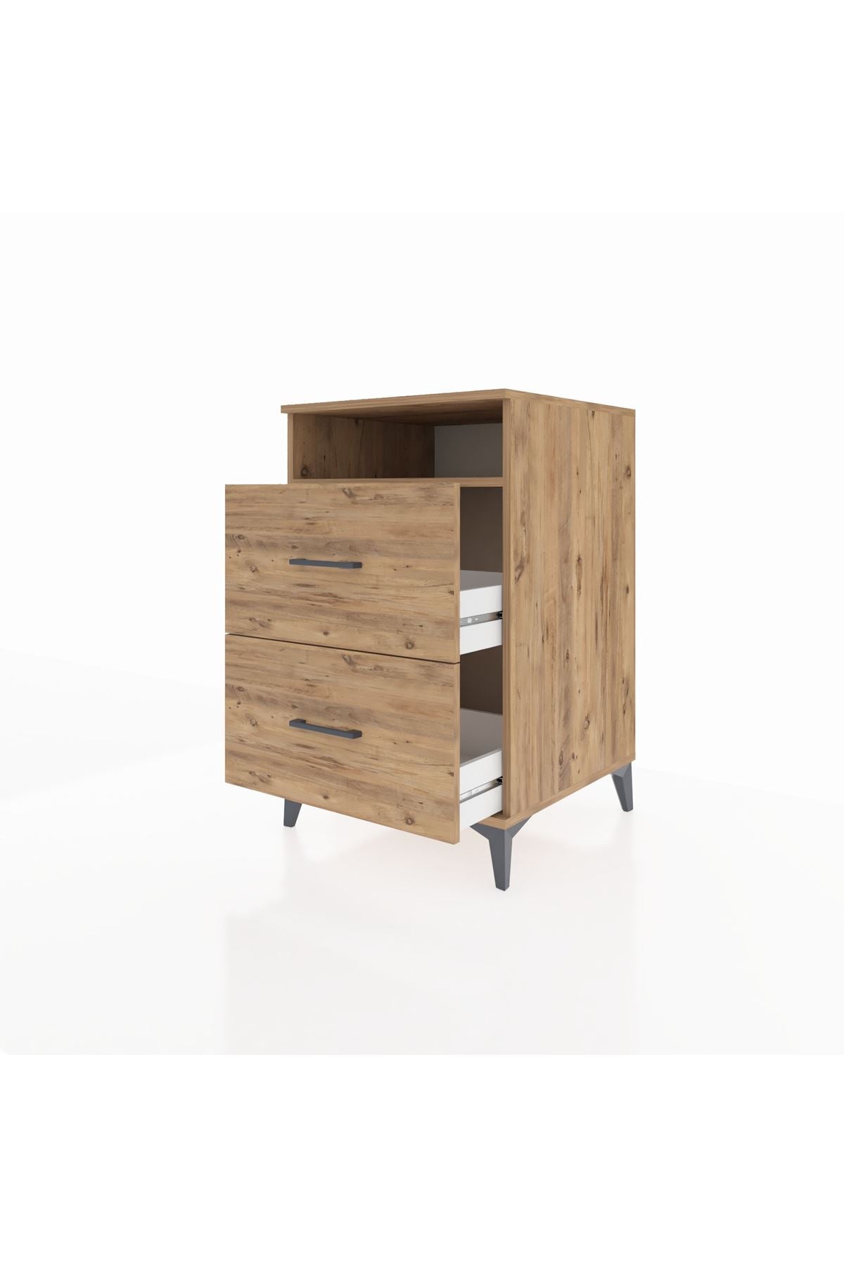 Kronos Komodin Tek Raflı 2 Çekmeceli 60x59x96 Çam-Çam