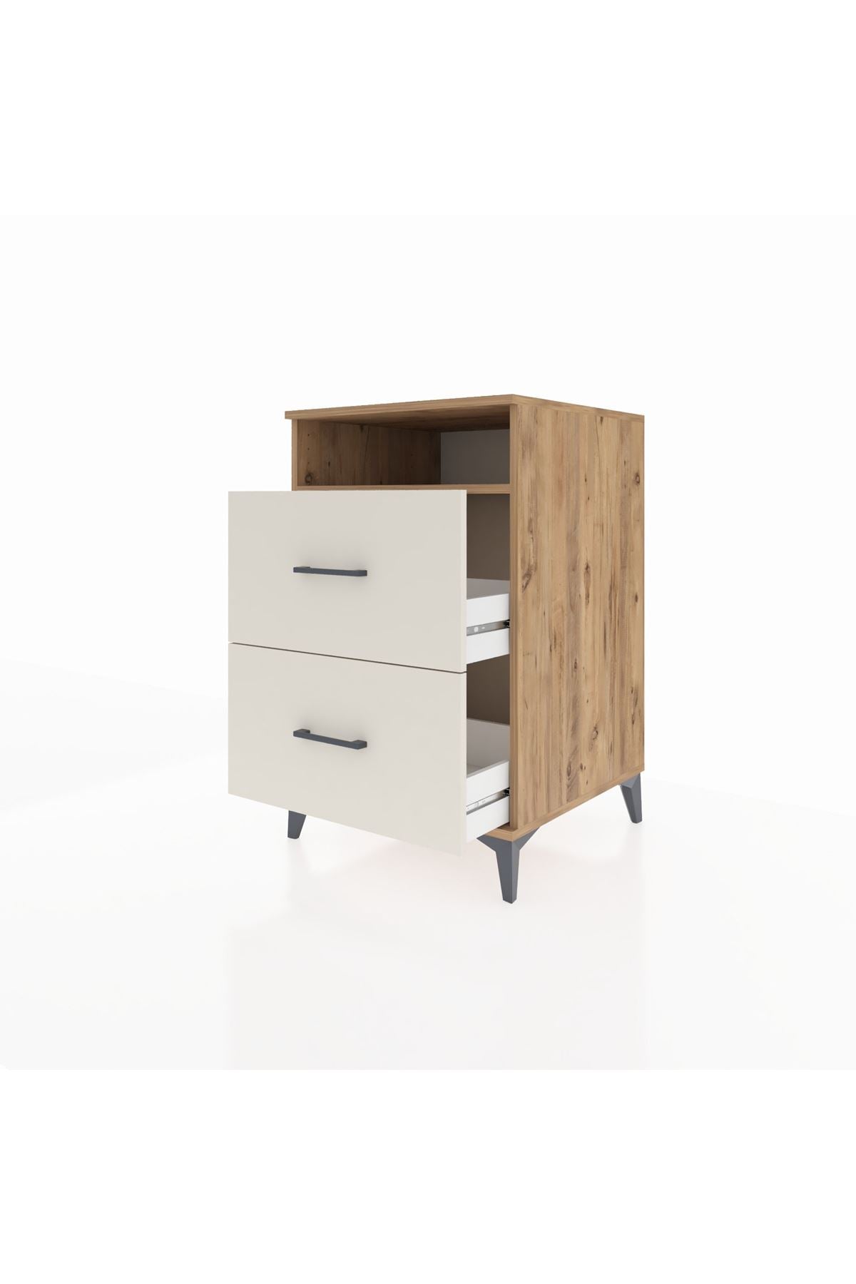 Kronos Komodin Tek Raflı 2 Çekmeceli 60x59x96 Çam-Aytaşı