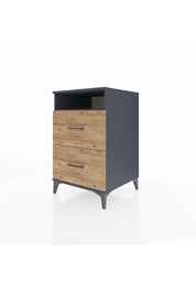 Kronos Komodin Tek Raflı 2 Çekmeceli 60x59x96 Antrasit-Çam